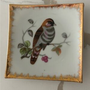 Vintage Hand-painted Trinket Tray Bird